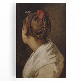 Dark Academia Wall Art: Portrait of Woman with Red Ribbon, Gothic Print