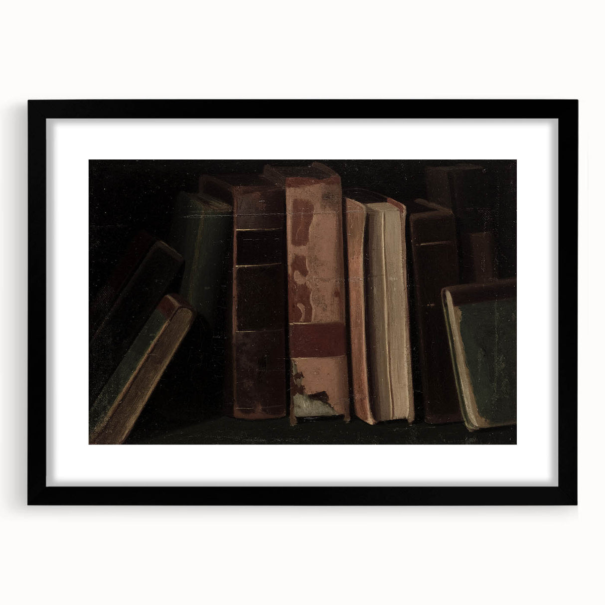 Dark Academia Wall Art – Vintage Book Still Life with Aged Volumes