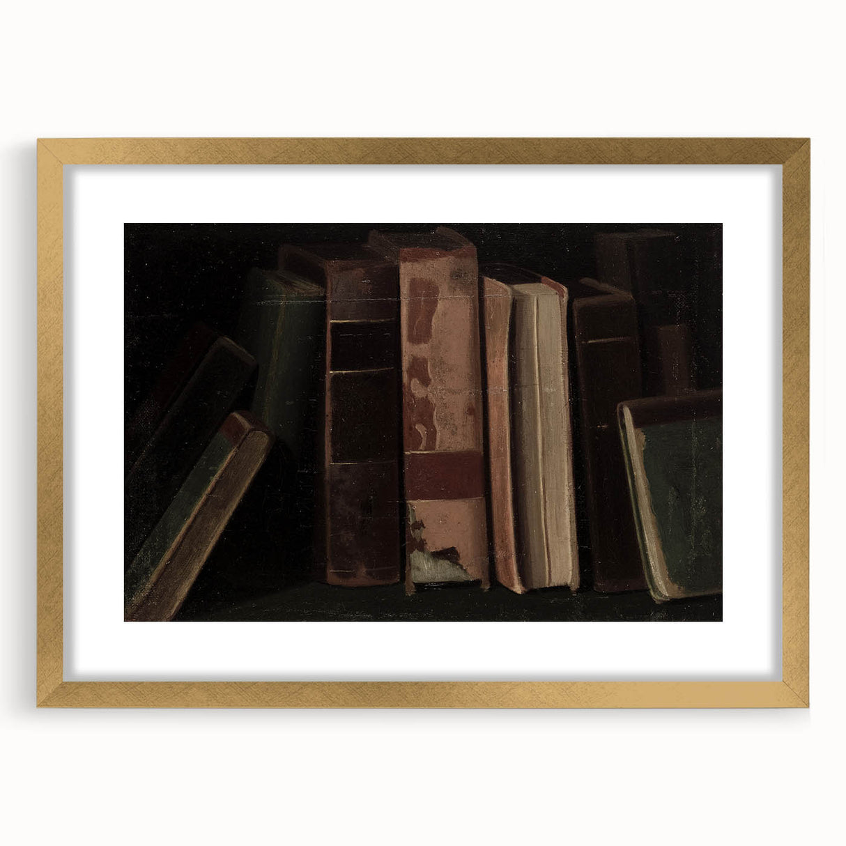 Dark Academia Wall Art – Vintage Book Still Life with Aged Volumes