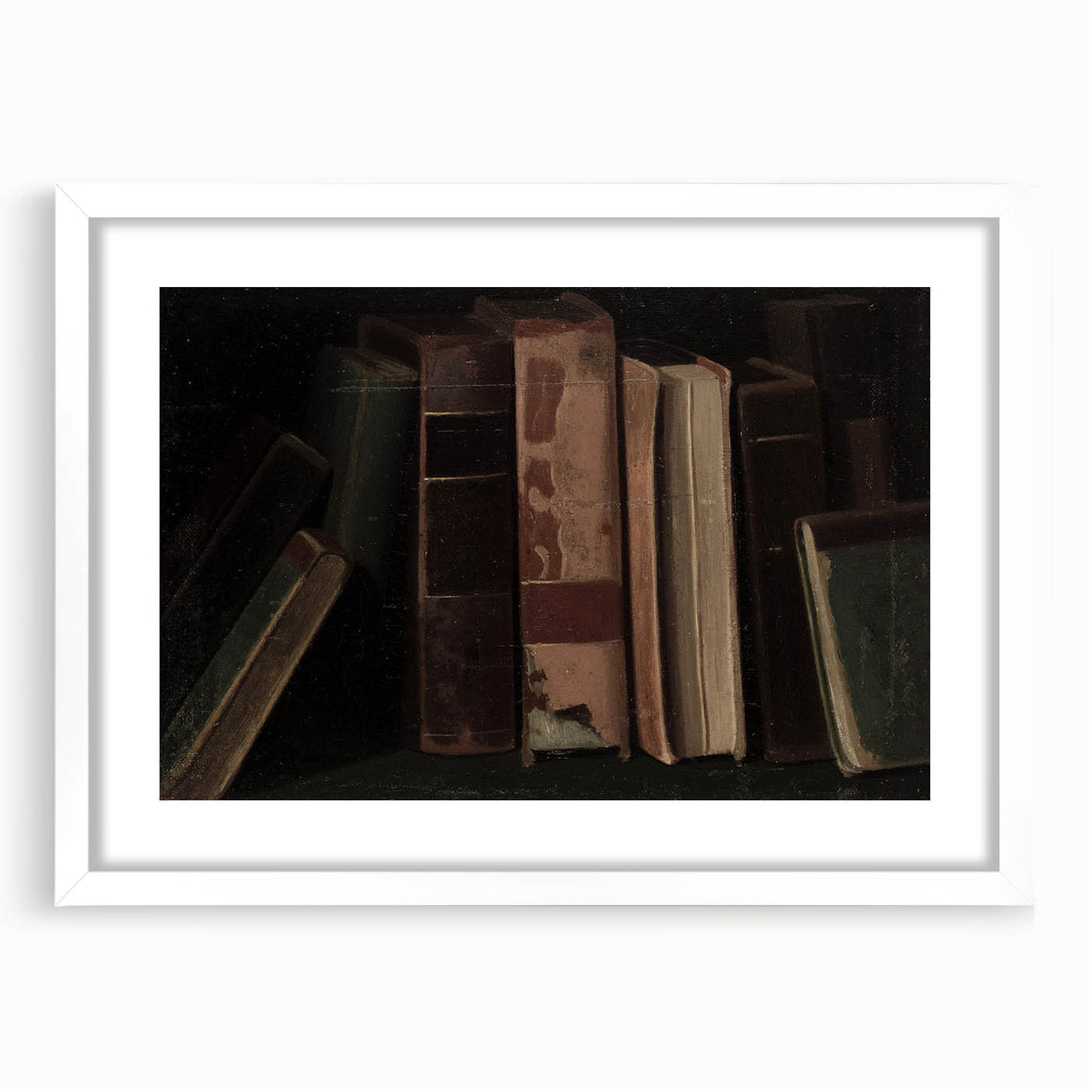 Dark Academia Wall Art – Vintage Book Still Life with Aged Volumes