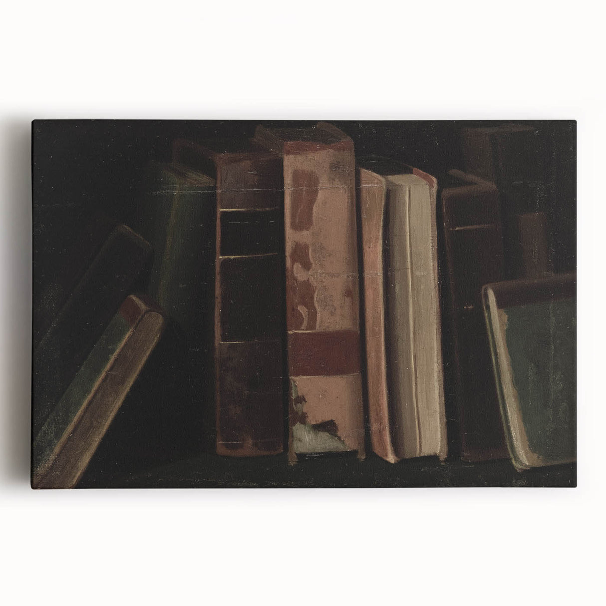 Dark Academia Wall Art – Vintage Book Still Life with Aged Volumes