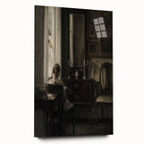 Dark Academia Wall Art-Girl in Study Room, Vintage Gothic Print