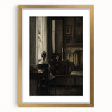Dark Academia Wall Art-Girl in Study Room, Vintage Gothic Print