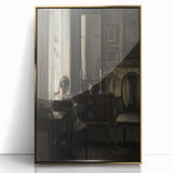 Dark Academia Wall Art-Girl in Study Room, Vintage Gothic Print