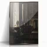 Dark Academia Wall Art-Girl in Study Room, Vintage Gothic Print