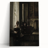 Dark Academia Wall Art-Girl in Study Room, Vintage Gothic Print