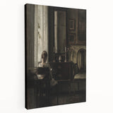 Dark Academia Wall Art-Girl in Study Room, Vintage Gothic Print