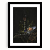 Dark Academia Wall Art: Still Life with Fruit and Glassware, Gothic Print