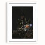 Dark Academia Wall Art: Still Life with Fruit and Glassware, Gothic Print