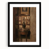 Dark Academia Wall Art: Antique Interior with Artwork, Gothic Print