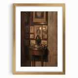 Dark Academia Wall Art: Antique Interior with Artwork, Gothic Print