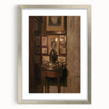 Dark Academia Wall Art: Antique Interior with Artwork, Gothic Print
