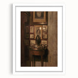 Dark Academia Wall Art: Antique Interior with Artwork, Gothic Print