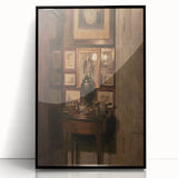 Dark Academia Wall Art: Antique Interior with Artwork, Gothic Print