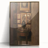 Dark Academia Wall Art: Antique Interior with Artwork, Gothic Print