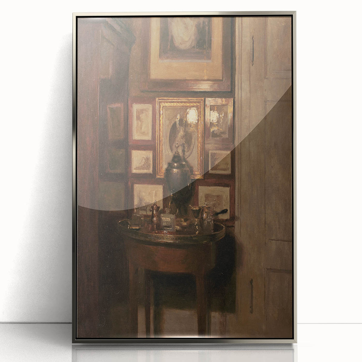 Dark Academia Wall Art: Antique Interior with Artwork, Gothic Print