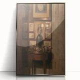 Dark Academia Wall Art: Antique Interior with Artwork, Gothic Print