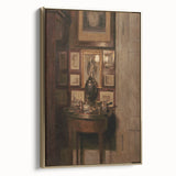 Dark Academia Wall Art: Antique Interior with Artwork, Gothic Print