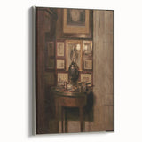 Dark Academia Wall Art: Antique Interior with Artwork, Gothic Print