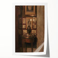 Dark Academia Wall Art: Antique Interior with Artwork, Gothic Print