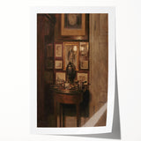 Dark Academia Wall Art: Antique Interior with Artwork, Gothic Print