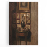 Dark Academia Wall Art: Antique Interior with Artwork, Gothic Print
