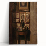 Dark Academia Wall Art: Antique Interior with Artwork, Gothic Print