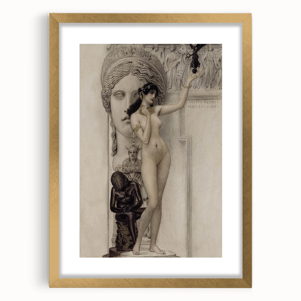 Dark Academia Wall Art: Classical Nude and Statue, Vintage Gothic Print