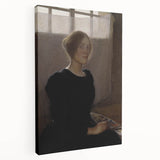 Dark Academia Wall Art: Woman with Palette in Light, Gothic Print