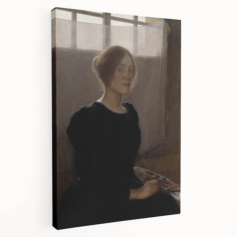 Dark Academia Wall Art: Woman with Palette in Light, Gothic Print