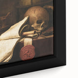 Skull, Globe, and Scroll – Dark Academia Wall Art, Gothic Still Life
