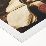 Skull, Globe, and Scroll – Dark Academia Wall Art, Gothic Still Life