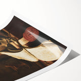 Skull, Globe, and Scroll – Dark Academia Wall Art, Gothic Still Life