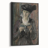 Dark Academia Wall Art: Woman Reading in Shadows, Vintage Gothic Print