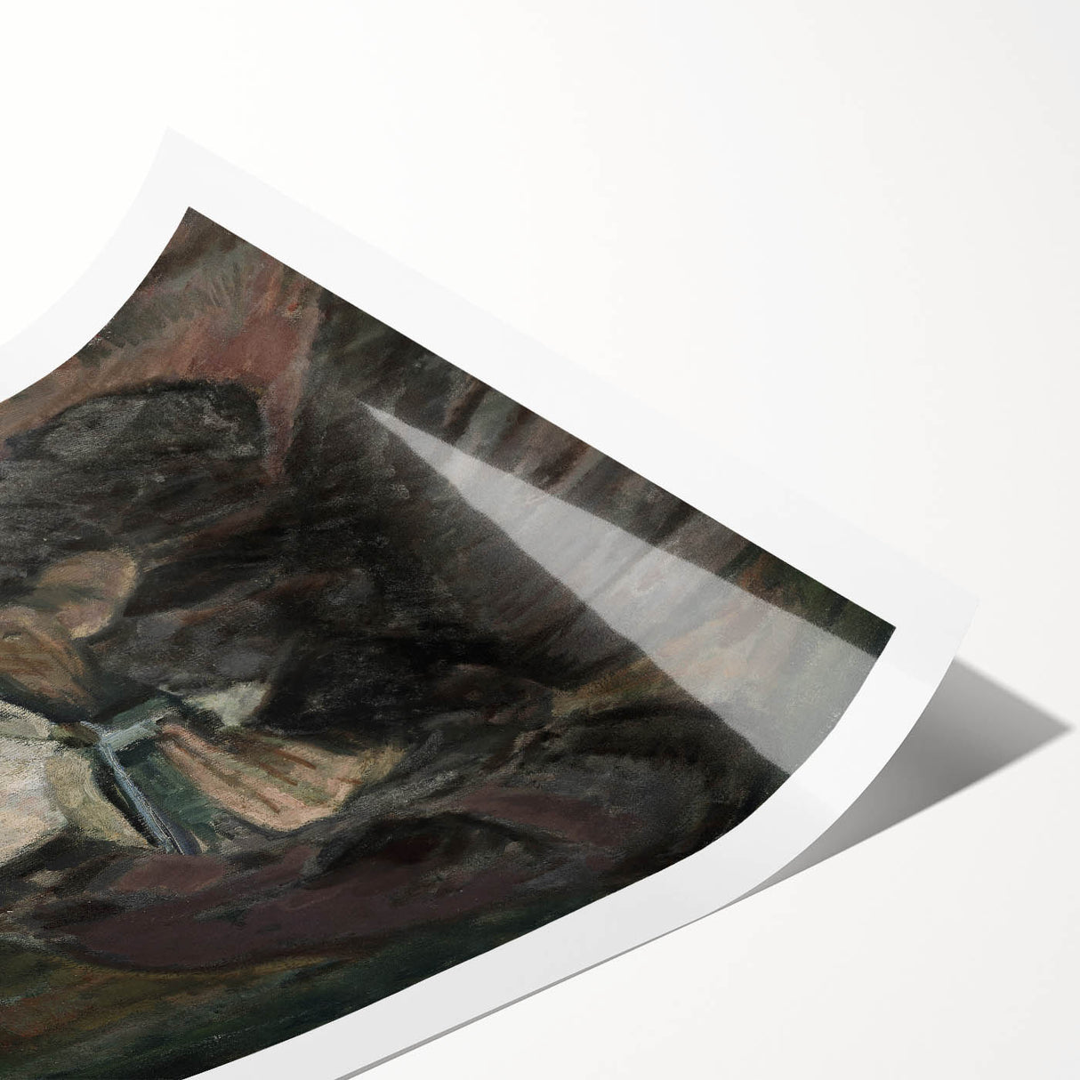 Dark Academia Wall Art: Woman Reading in Shadows, Vintage Gothic Print