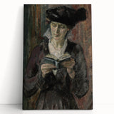 Dark Academia Wall Art: Woman Reading in Shadows, Vintage Gothic Print