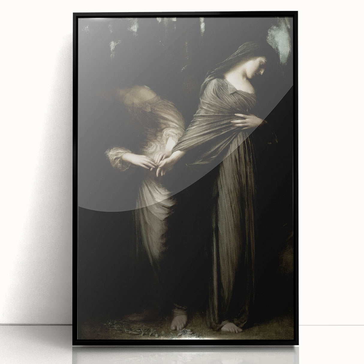 Dark Academia Wall Art: Two Women in Shadows, Vintage Gothic Print