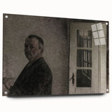 Dark Academia Wall Art – Thoughtful Portrait with Open Door
