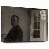 Dark Academia Wall Art – Thoughtful Portrait with Open Door