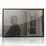 Dark Academia Wall Art – Thoughtful Portrait with Open Door