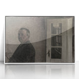 Dark Academia Wall Art – Thoughtful Portrait with Open Door