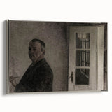 Dark Academia Wall Art – Thoughtful Portrait with Open Door