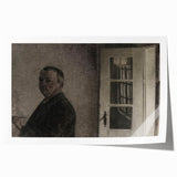 Dark Academia Wall Art – Thoughtful Portrait with Open Door
