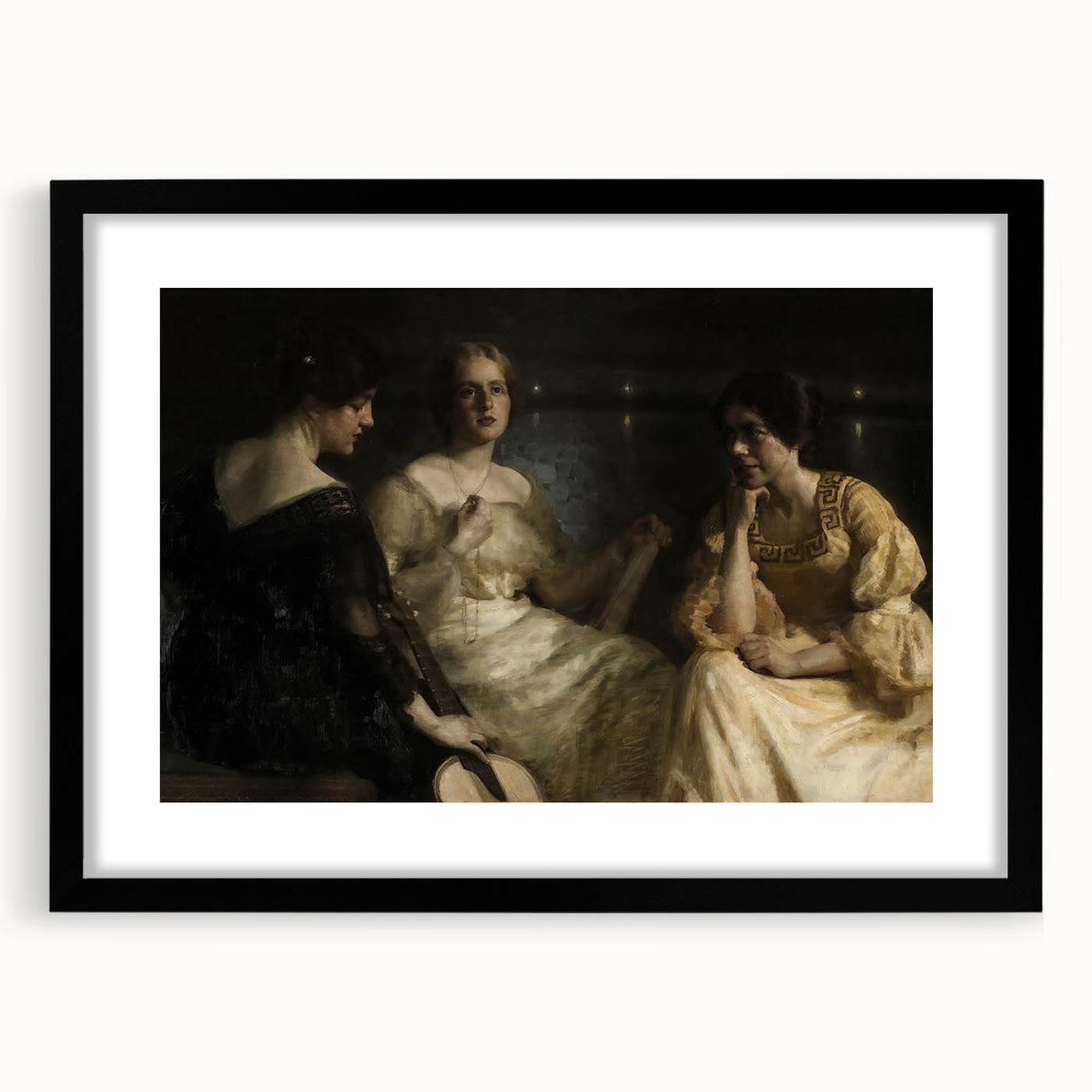 Dark Academia Wall Art – Vintage Portrait of Women in Reflective Mood
