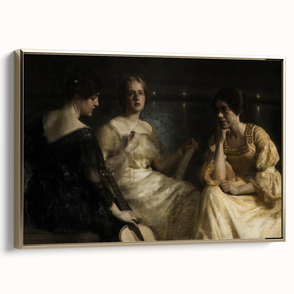 Dark Academia Wall Art – Vintage Portrait of Women in Reflective Mood