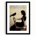 Dark Academia Wall Art: Woman with Raven in Silence, Gothic Print