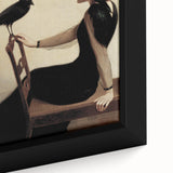 Dark Academia Wall Art: Woman with Raven in Silence, Gothic Print