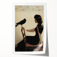 Dark Academia Wall Art: Woman with Raven in Silence, Gothic Print