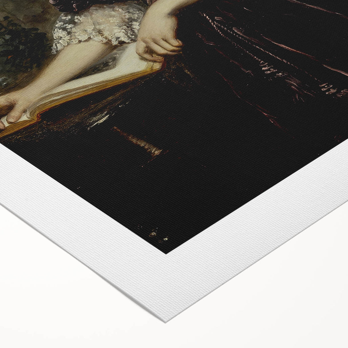 Woman with Book in Dark Dress – Dark Academia Wall Art, Gothic Portraits