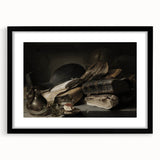 Dark Academia Wall Art – Still Life with Books, Helmet, and Jug
